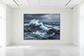 Dramatic Seascape in White Mansion Hallway