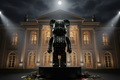 KAWS-Inspired Money Art Toy Bearbrick Figure in Front of Mansion